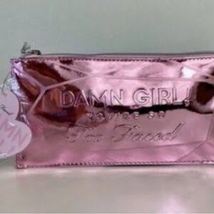 NWT Too Faced Metallic Pink Cosmetic Pouch